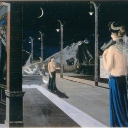 《夜晚的街道》保罗·德尔沃(Paul Delvaux)高清作品欣赏