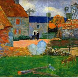 《蓝色屋顶（波尔杜农场）》保罗·高更(Paul Gauguin)高清作品欣赏