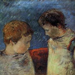 《艾琳高更和她的一个兄弟》保罗·高更(Paul Gauguin)高清作品欣赏