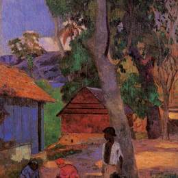 《在茅屋周围》保罗·高更(Paul Gauguin)高清作品欣赏
