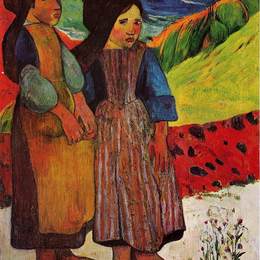 《海边的布雷顿女孩》保罗·高更(Paul Gauguin)高清作品欣赏
