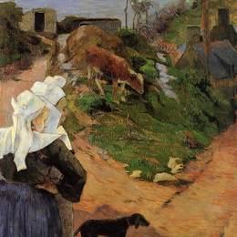 《拐弯抹角的布雷顿妇女》保罗·高更(Paul Gauguin)高清作品欣赏