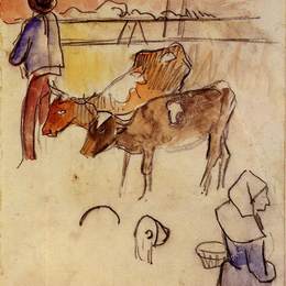 《布列塔尼和奶牛》保罗·高更(Paul Gauguin)高清作品欣赏