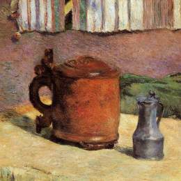 保罗·高更(Paul Gauguin)高清作品:Clay jug and irin mug