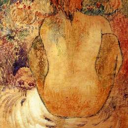 《蹲伏大溪地的女人》保罗·高更(Paul Gauguin)高清作品欣赏