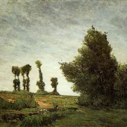 《与白杨树的风景》保罗·高更(Paul Gauguin)高清作品欣赏