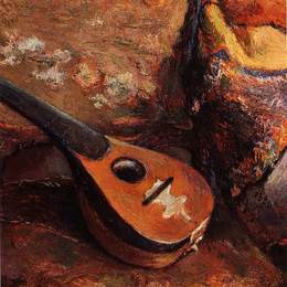 《椅子上的曼陀林》保罗·高更(Paul Gauguin)高清作品欣赏