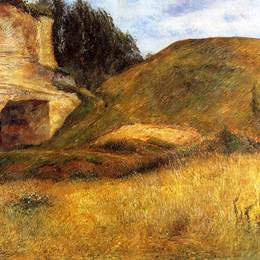 《悬崖中的阔里洞》保罗·高更(Paul Gauguin)高清作品欣赏