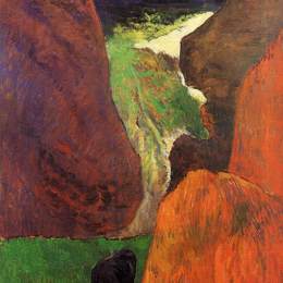 《悬崖边上有牛的海景》保罗·高更(Paul Gauguin)高清作品欣赏