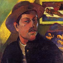 《戴帽子的自画像》保罗·高更(Paul Gauguin)高清作品欣赏