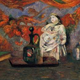 《静物与陶器与陶瓷人物》保罗·高更(Paul Gauguin)高清作品欣赏