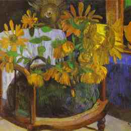《坐在扶手椅上的向日葵》保罗·高更(Paul Gauguin)高清作品欣赏