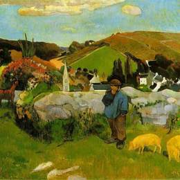 保罗·高更(Paul Gauguin)高清作品:Swineherd, Brittany