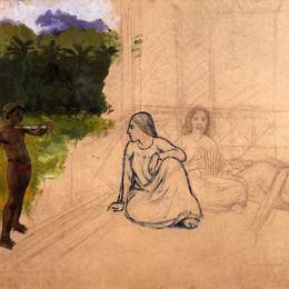 《塔希提人休息（未完成）》保罗·高更(Paul Gauguin)高清作品欣赏