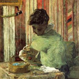 保罗·高更(Paul Gauguin)高清作品:The embroiderer or Mette Gauguin