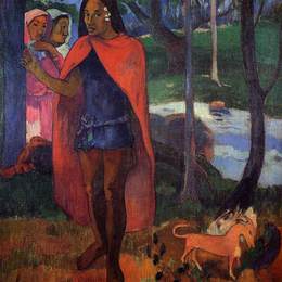 《希瓦瓦岛魔法师（红斗士马克萨斯人）》保罗·高更(Paul Gauguin)高清作品欣赏