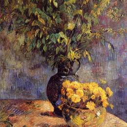 《花瓶和扇子两个花瓶》保罗·高更(Paul Gauguin)高清作品欣赏