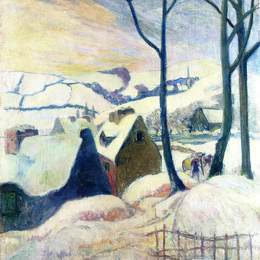 《雪中的村庄》保罗·高更(Paul Gauguin)高清作品欣赏