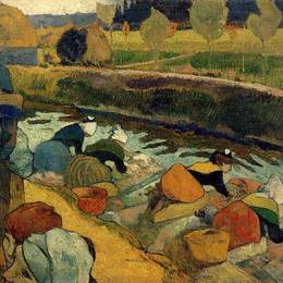 保罗·高更(Paul Gauguin)高清作品:Washerwomen at Roubine du Roi