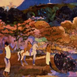 《女人与白马》保罗·高更(Paul Gauguin)高清作品欣赏