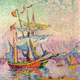 《把黄金角，桥》保罗·西涅克(Paul Signac)高清作品欣赏