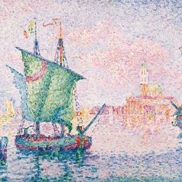 《威尼斯，粉红的云》保罗·西涅克(Paul Signac)高清作品欣赏