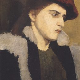 《一个戴红帽子的年轻女子的肖像》保拉·莫德索恩-贝克尔(Paula Modersohn-Becker)高清作品欣赏