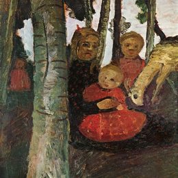 《白桦林中的三只山羊》保拉·莫德索恩-贝克尔(Paula Modersohn-Becker)高清作品欣赏