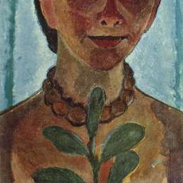 《山茶枝画家（自画像）》保拉·莫德索恩-贝克尔(Paula Modersohn-Becker)高清作品欣赏