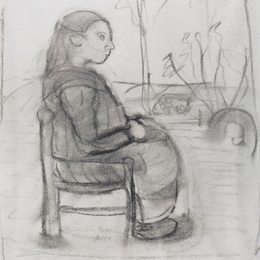 《坐在风景中的女孩，向右》保拉·莫德索恩-贝克尔(Paula Modersohn-Becker)高清作品欣赏