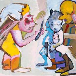 《保姆、小熊和妖怪》保拉·雷戈(Paula Rego)高清作品欣赏