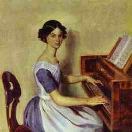 帕威尔·费多托夫(Pavel Fedotov)高清作品:Portrait of Nadezhda P. Zhdanovich at the Piano