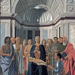 《麦当娜和圣徒的孩子》皮耶罗·德拉·弗朗西斯卡(Piero della Francesca)高清作品欣赏