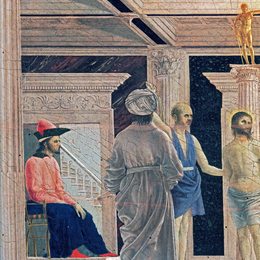 《基督的鞭笞（细节）》皮耶罗·德拉·弗朗西斯卡(Piero della Francesca)高清作品欣赏