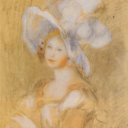 皮耶尔·奥古斯特·雷诺阿(Pierre-Auguste Renoir)高清作品:Amelie Dieterie in a White Hat