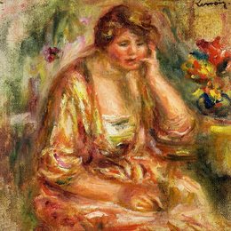 皮耶尔·奥古斯特·雷诺阿(Pierre-Auguste Renoir)高清作品:Andree in a Pink Dress