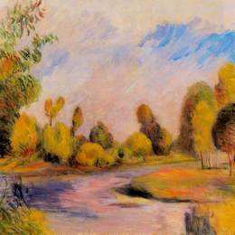 《一条河的河岸》皮耶尔·奥古斯特·雷诺阿(Pierre-Auguste Renoir)高清作品欣赏