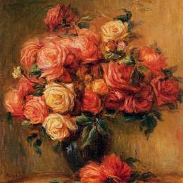 《一束玫瑰花》皮耶尔·奥古斯特·雷诺阿(Pierre-Auguste Renoir)高清作品欣赏