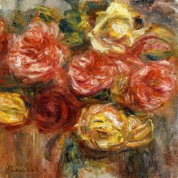 《花瓶里的玫瑰花》皮耶尔·奥古斯特·雷诺阿(Pierre-Auguste Renoir)高清作品欣赏