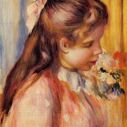 《少女的半身像》皮耶尔·奥古斯特·雷诺阿(Pierre-Auguste Renoir)高清作品欣赏