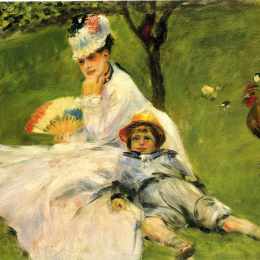 皮耶尔·奥古斯特·雷诺阿(Pierre-Auguste Renoir)高清作品:Camille Monet and Her Son Jean in the Garden at Argenteuil