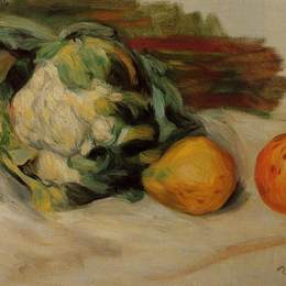 《花椰菜和石榴》皮耶尔·奥古斯特·雷诺阿(Pierre-Auguste Renoir)高清作品欣赏
