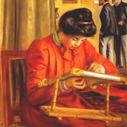 皮耶尔·奥古斯特·雷诺阿(Pierre-Auguste Renoir)高清作品:Christine Lerolle Embroidering