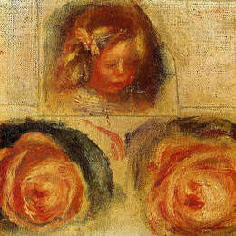 《椰子与玫瑰（研究）》皮耶尔·奥古斯特·雷诺阿(Pierre-Auguste Renoir)高清作品欣赏