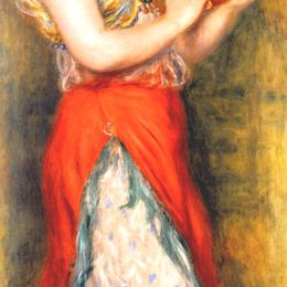 皮耶尔·奥古斯特·雷诺阿(Pierre-Auguste Renoir)高清作品:Dancer with Tambourne (Gabrielle Renard)