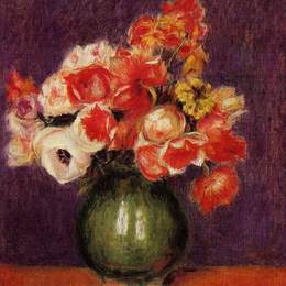 《花瓶里的花》皮耶尔·奥古斯特·雷诺阿(Pierre-Auguste Renoir)高清作品欣赏