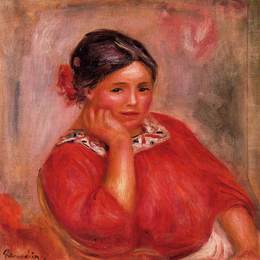 《加布里埃尔穿着红色衬衫》皮耶尔·奥古斯特·雷诺阿(Pierre-Auguste Renoir)高清作品欣赏