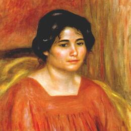 《加布里埃穿着一件红色的衬衫》皮耶尔·奥古斯特·雷诺阿(Pierre-Auguste Renoir)高清作品欣赏