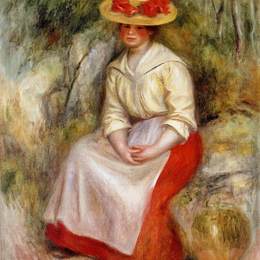 《加布里埃尔在草帽》皮耶尔·奥古斯特·雷诺阿(Pierre-Auguste Renoir)高清作品欣赏