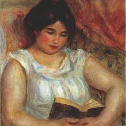 《加布里埃阅读》皮耶尔·奥古斯特·雷诺阿(Pierre-Auguste Renoir)高清作品欣赏